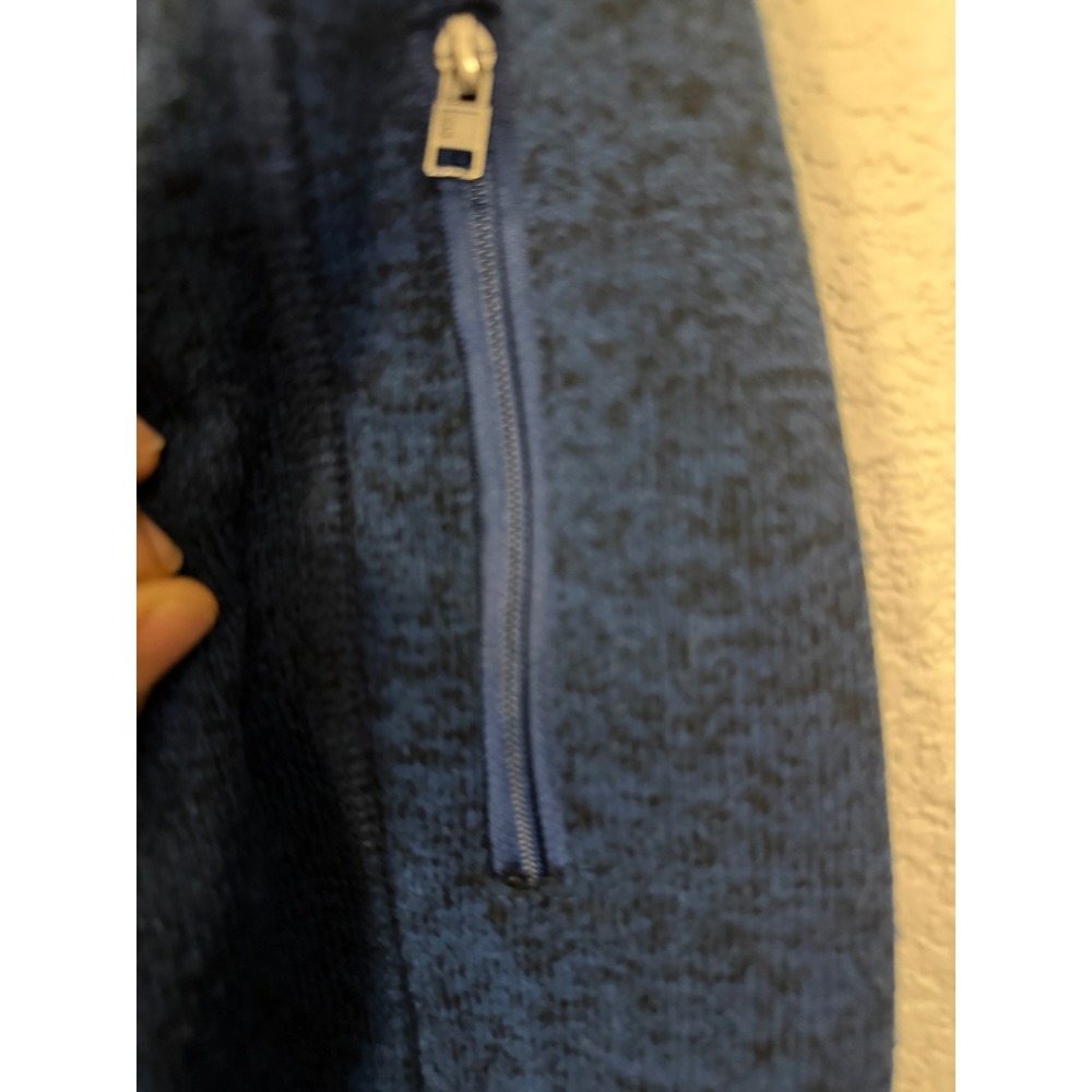 Quince Mens Full Zip Fleece Jacket Navy Blue Sweater Knit Mock Neck Small - Picture 3 of 6